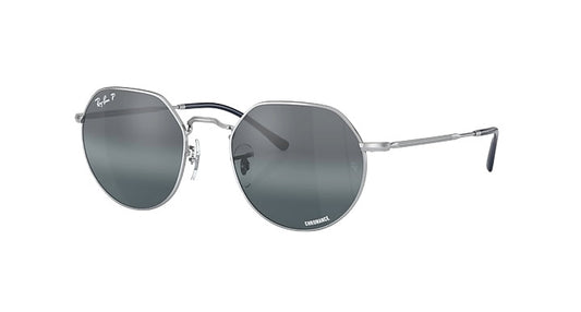 RAY-BAN JACK SUNGLASSES SILVER w/ DK BLUE MIR PLR