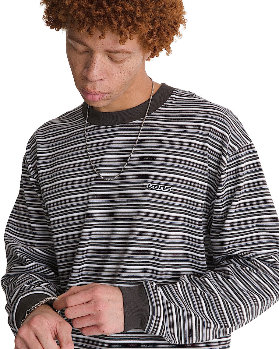 VANS MENS WESLEY STRIPE LS KNIT SHIRT SP26 FADED BLACK