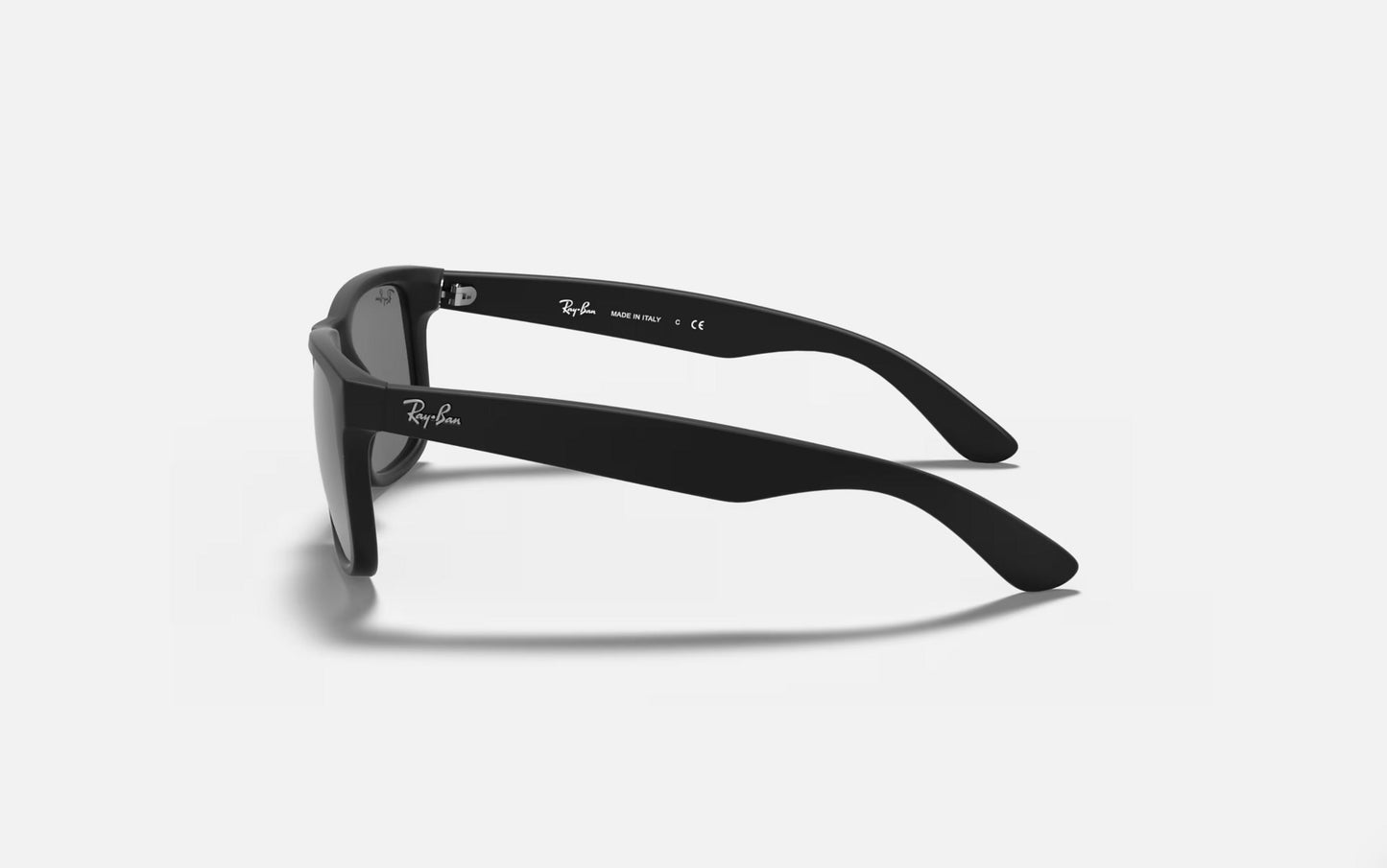 RAY-BAN JUSTIN SUNGLASSES RUBBER BLACK w/ GRY MIR SIL