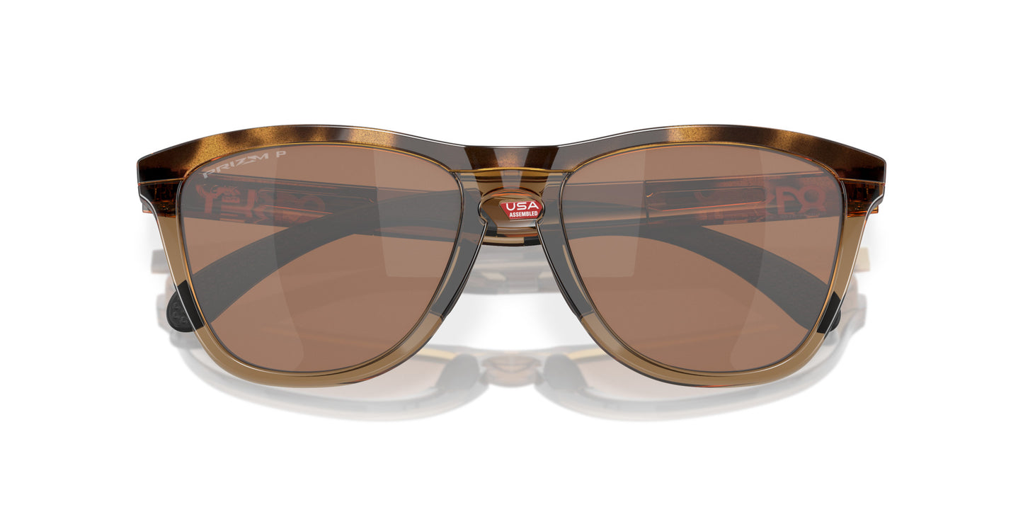 OAKLEY FROGSKINS RANGE BROWN TORT SUNGLASSES w/ PRZM TNGSTN PLR
