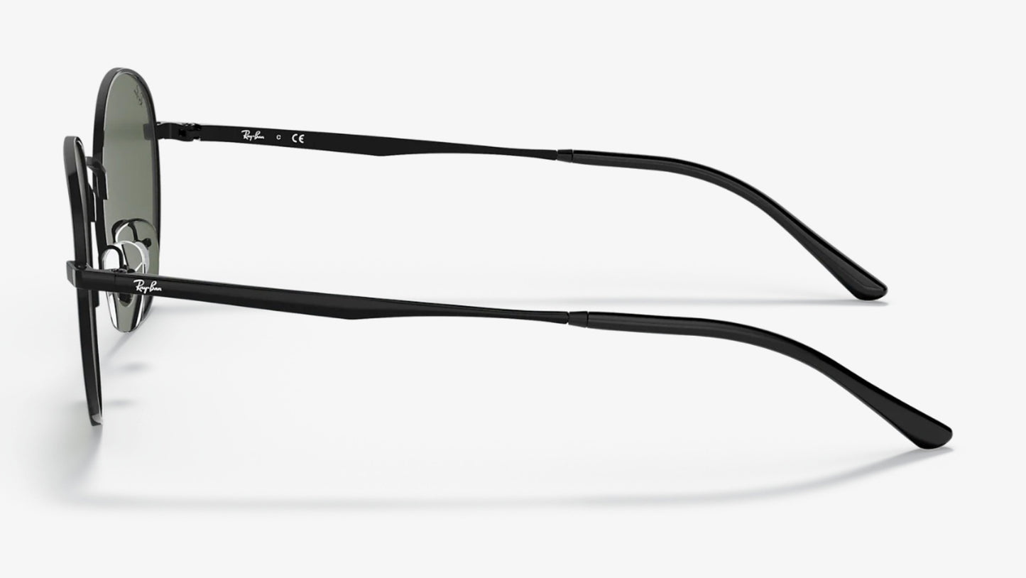 RAY-BAN ROUND METAL SUNGLASSES BLACK w/ G-15 GREEN