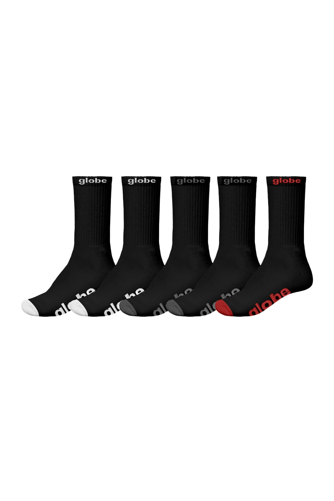 GLOBE OG HI 5 PACK CREW SOCKS CRYOVR BLACK/ASSORTED