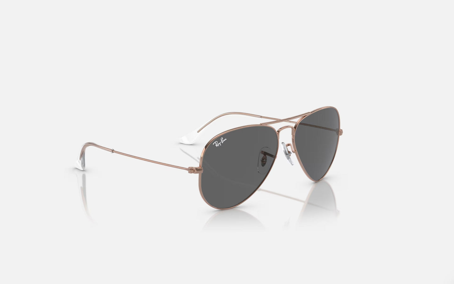 RAY-BAN AVIATOR LARGE METAL SUNGLASSES ROSE GOLD w/ DARK GREY