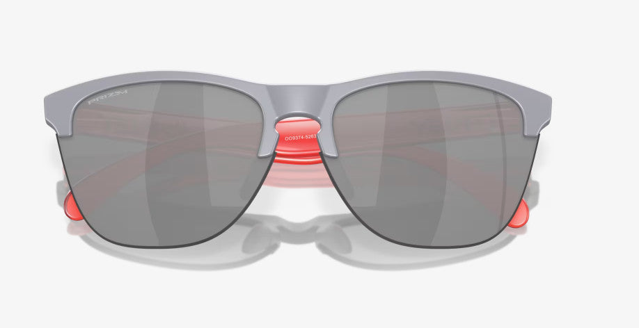 OAKLEY FROGSKINS LITE MATTE FOG/RED SUNGLASSES w/ PRIZM BLK LENS