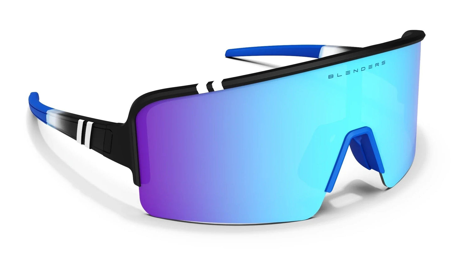 BLENDERS ECLIPSE X2 BREAKER POINT SUNGLASSES MATTE BLACK w/ BLUE PLR LENS