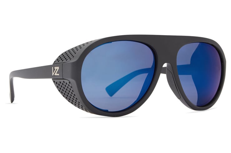 VONZIPPER ESKER BLACK SATIN SUNGLASSES w/ WLD BLU CHRM PLR LENS
