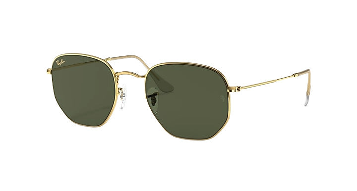 PLX RAY-BAN HEXAGONAL SUNGLASSES GOLD w/ GRN