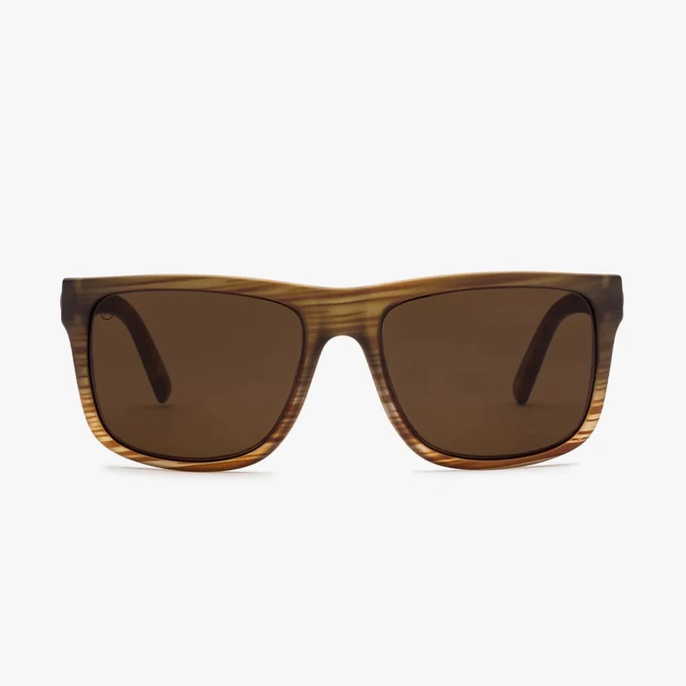ELECTRIC KNOXVILLE XL RED WOOD SUNGLASSES w/ BRNZ PLR LENS
