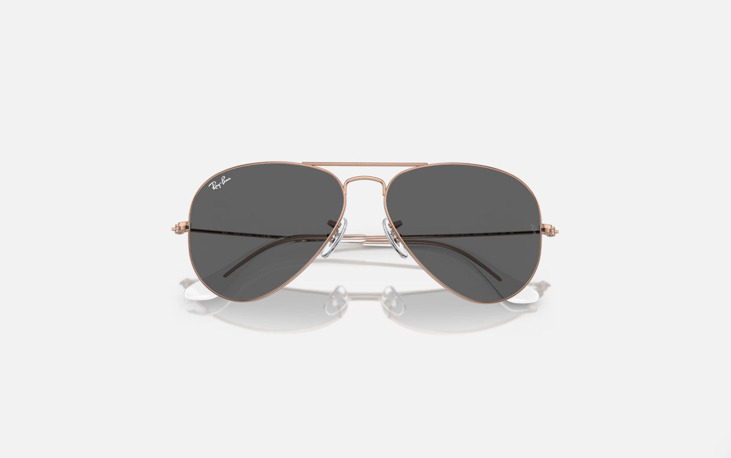 RAY-BAN AVIATOR LARGE METAL SUNGLASSES ROSE GOLD w/ DARK GREY