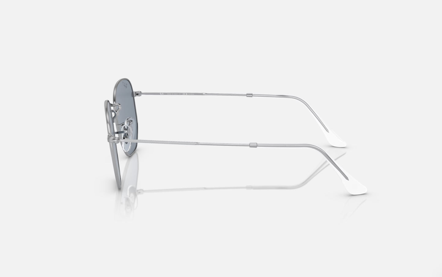 RAY-BAN HEXAGONAL SUNGLASSES SILVER w/ PLR BLUE