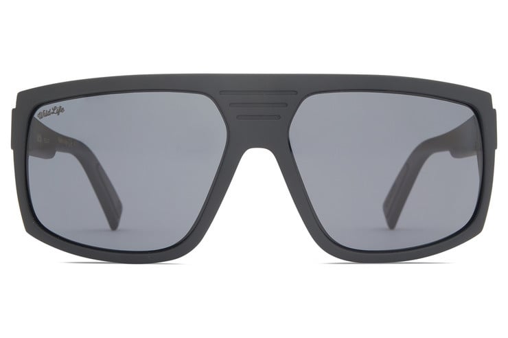 VONZIPPER QUAZZI BLACK SATIN SUNGLASSES w/ VNTG GRY PLR LENS
