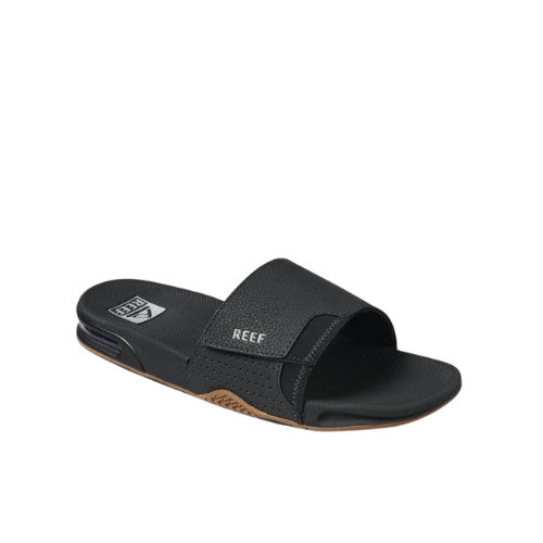 REEF MENS FANNING SLIDE SANDALS SP24 BLACK SILVER