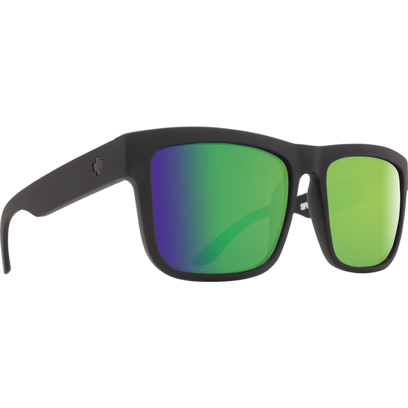 SPY DISCORD SOFT MATTE BLACK SUNGLASSES w/ HAPPY BRNZ PLR GRN SPEC MRR