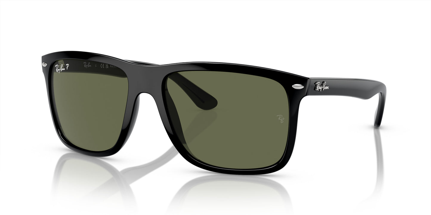 RAY-BAN BOYFRIEND TWO SUNGLASSES BLACK w/ GREEN PLR