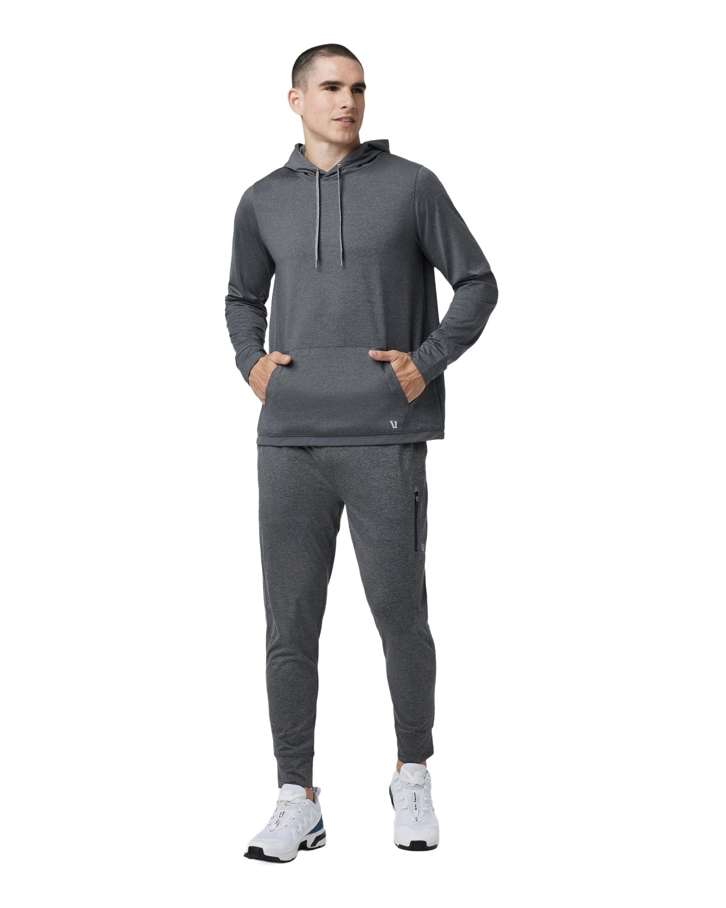 VUORI MENS SUNDAY ELEMENT HOODY SP23 CHARCOAL HEATHER