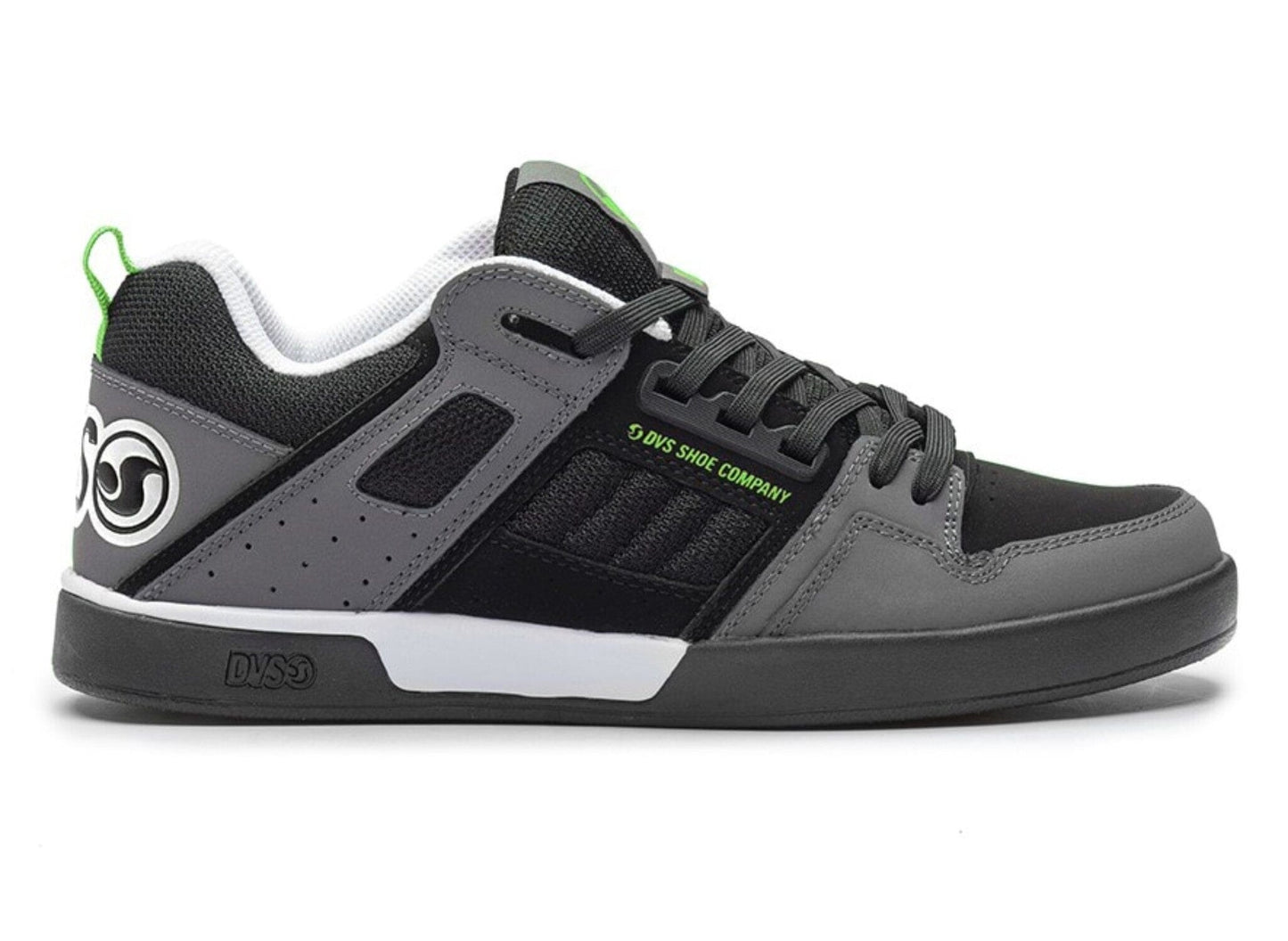 DVS MENS COMANCHE 2.0 SHOE SP23 BLACK/CHAR/LIME/NUBUCK
