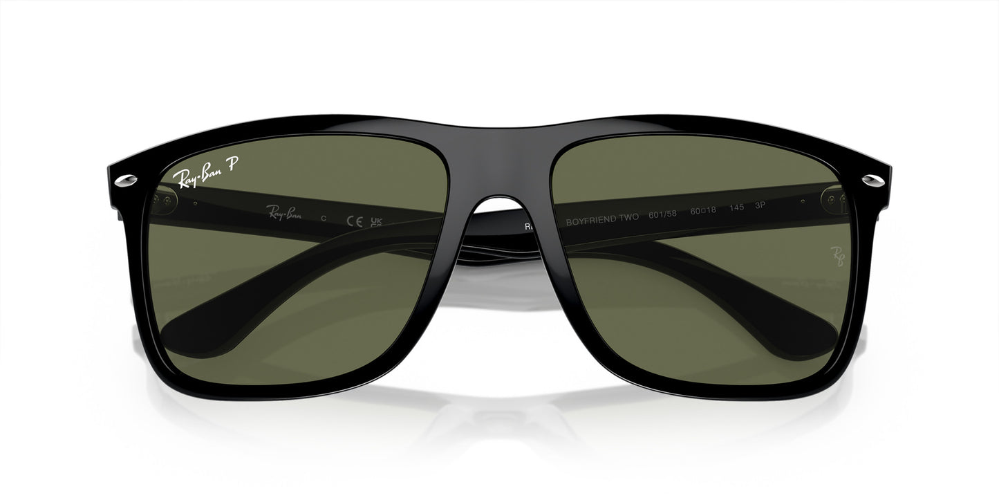 RAY-BAN BOYFRIEND TWO SUNGLASSES BLACK w/ GREEN PLR