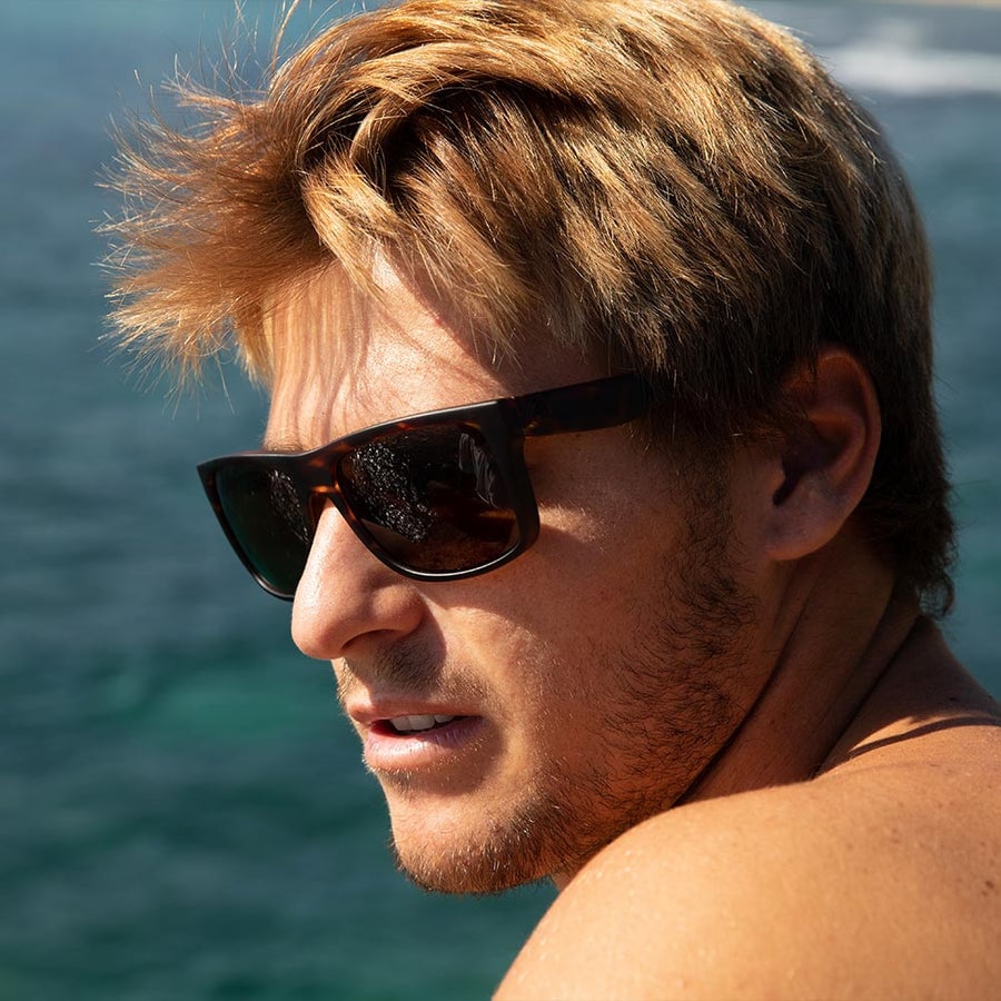 ELECTRIC SWINGARM MATTE TORT SUNGLASSES w/ BRNZ LENS