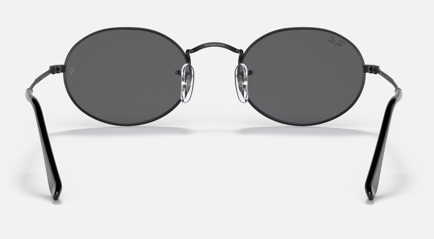 RAY-BAN OVAL SUNGLASSES BLACK w/ LT GRY DARK GRY GRAD