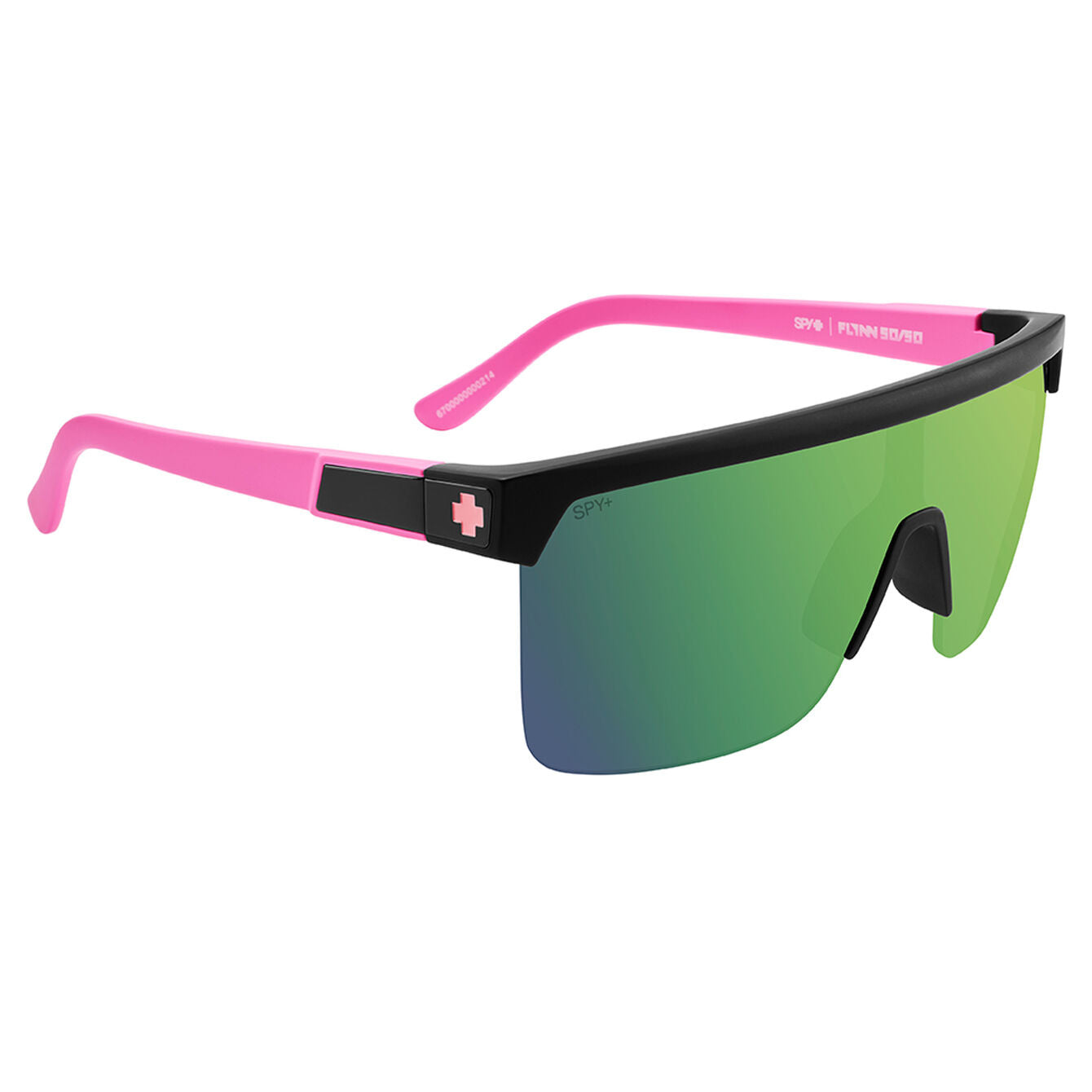 PLX SPY FLYNN 5050 MT BLK MT PINK SUNGLASSES w/ HAPPY GRYGREEN