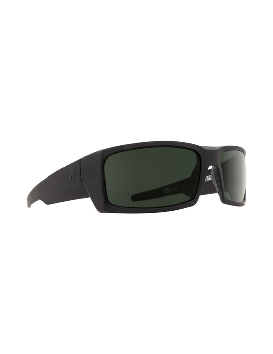 SPY GENERAL SOFT MATTE BLACK SUNGLASSES w/ HAPPY GRY GRN