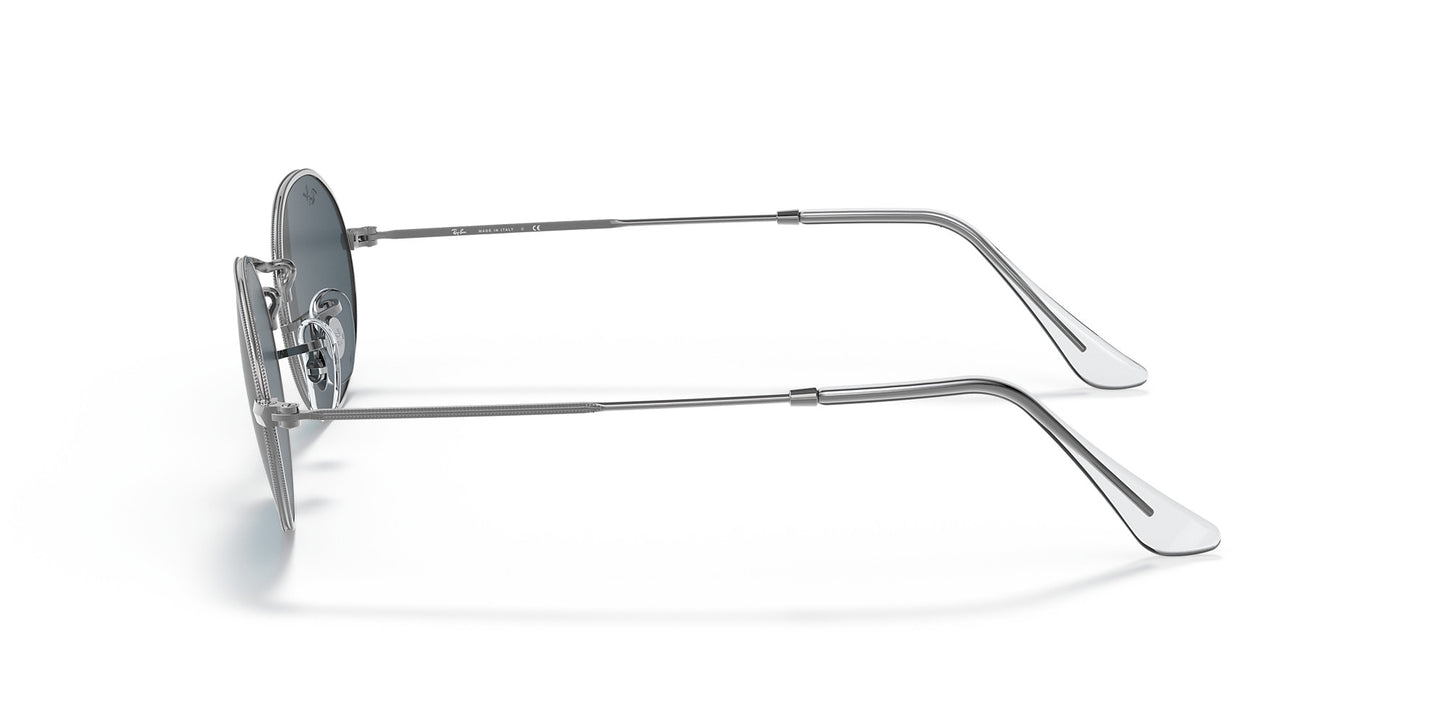 RAY-BAN OVAL SUNGLASSES SILVER w/ BLUE