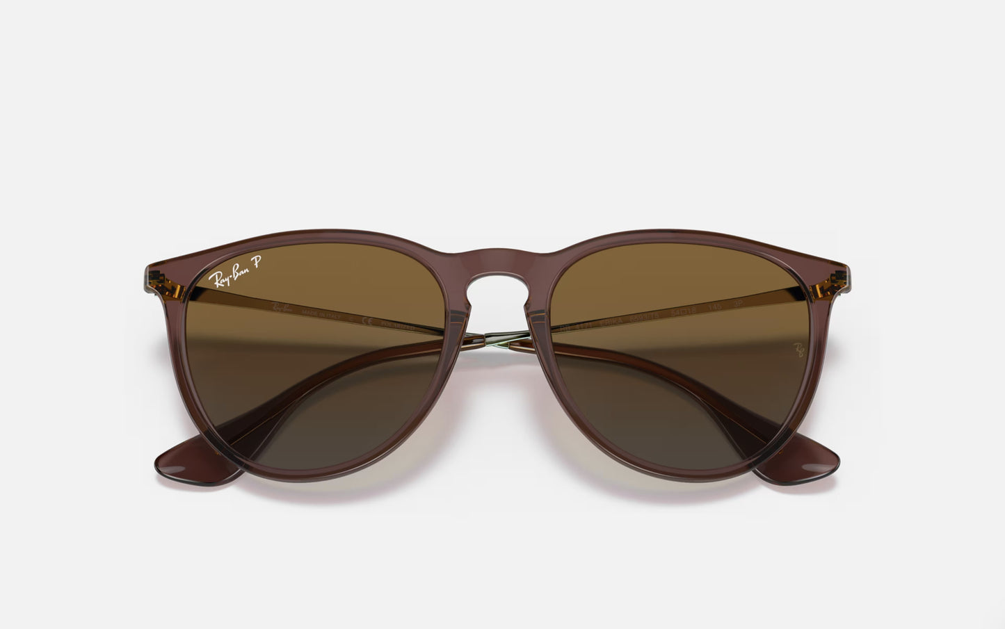 RAY-BAN ERIKA SUNGLASSES TRANSPARENT DARK BROWN w/ BRN GRD PLR