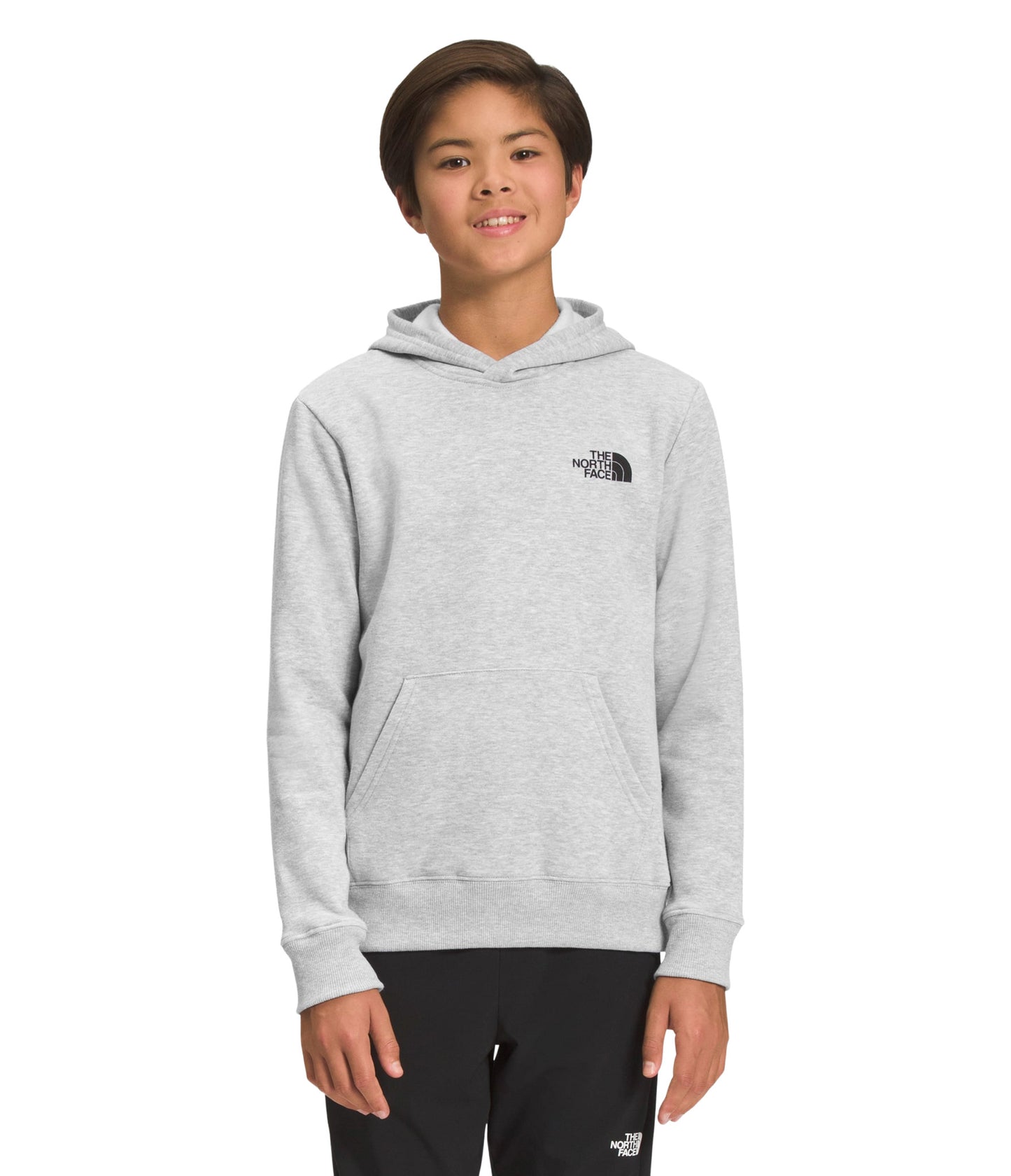 TNF BOYS CAMP FLEECE PULLOVER HOODY SP23 TNFLTGRY/TNFBK