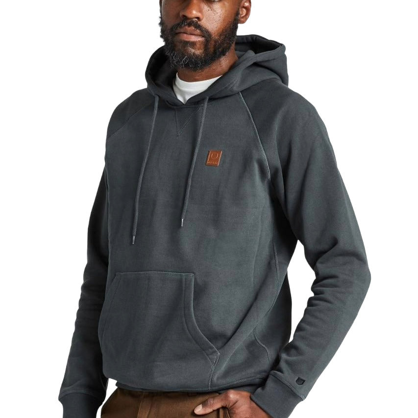BRIXTON MENS BUILDERS FLEECE HOODY FA23 WASHED BLACK