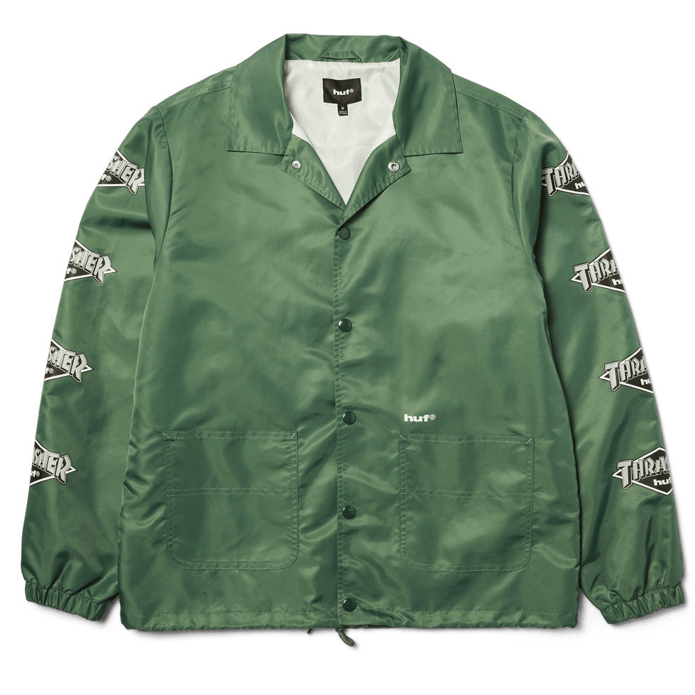 HUF X THRASHER MENS LOGO JACKET HO25 FOREST GREEN