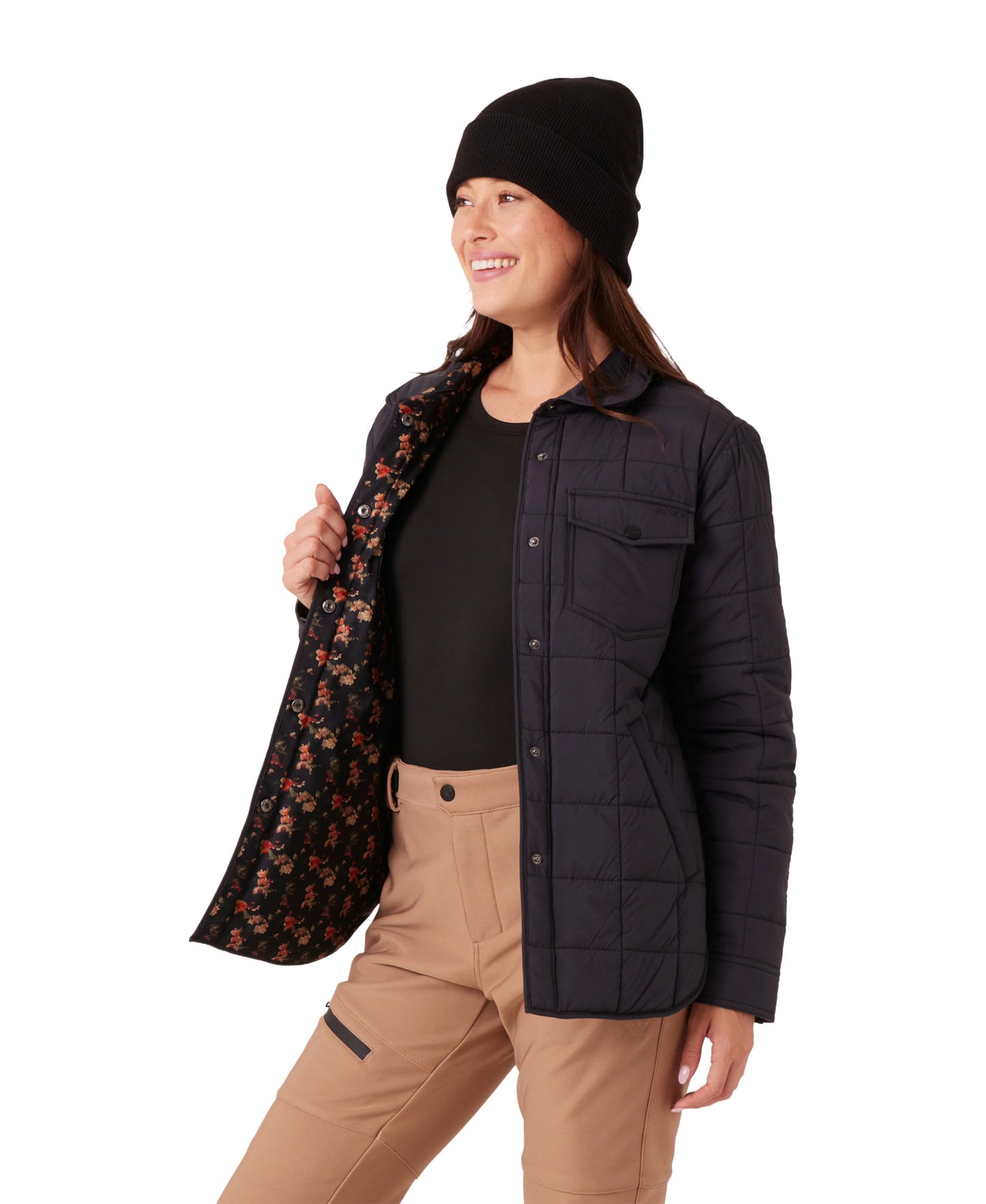 2026 ROXY WMNS ALPINE QUILTED SHACKET BLACK