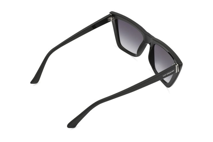 VONZIPPER STILETTA BLACK SATIN SUNGLASSES w/ BRN GRADIENT LENS