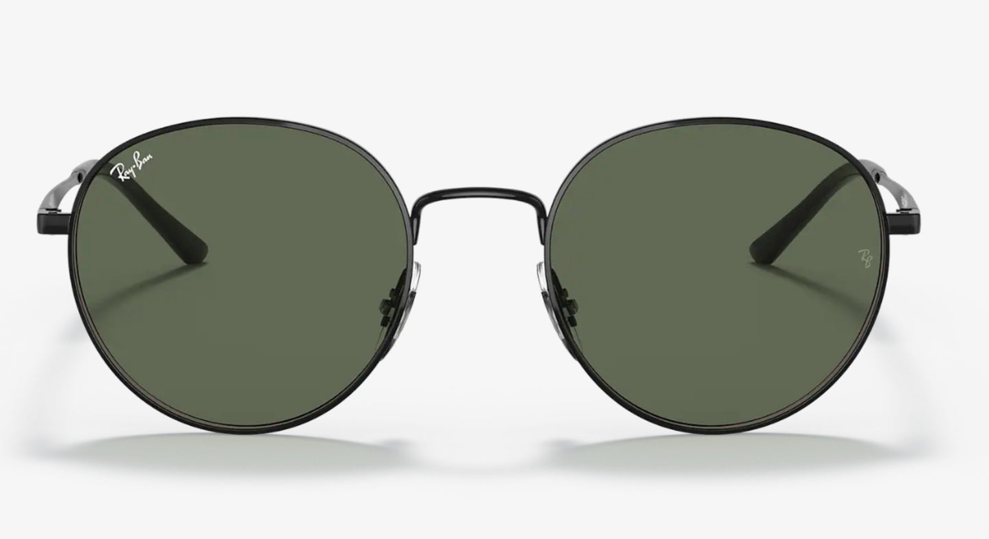RAY-BAN ROUND METAL SUNGLASSES BLACK w/ G-15 GREEN