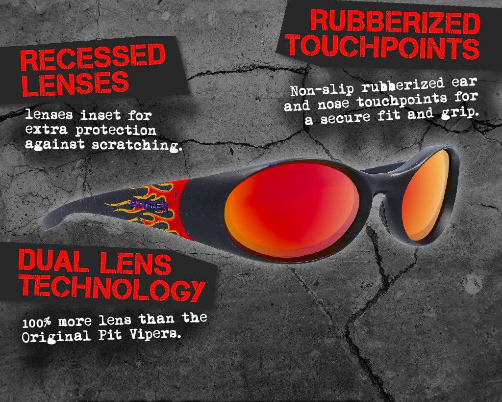 PIT VIPER SLAMMER SUNGLASSES THE COMBUSTION w/ RED