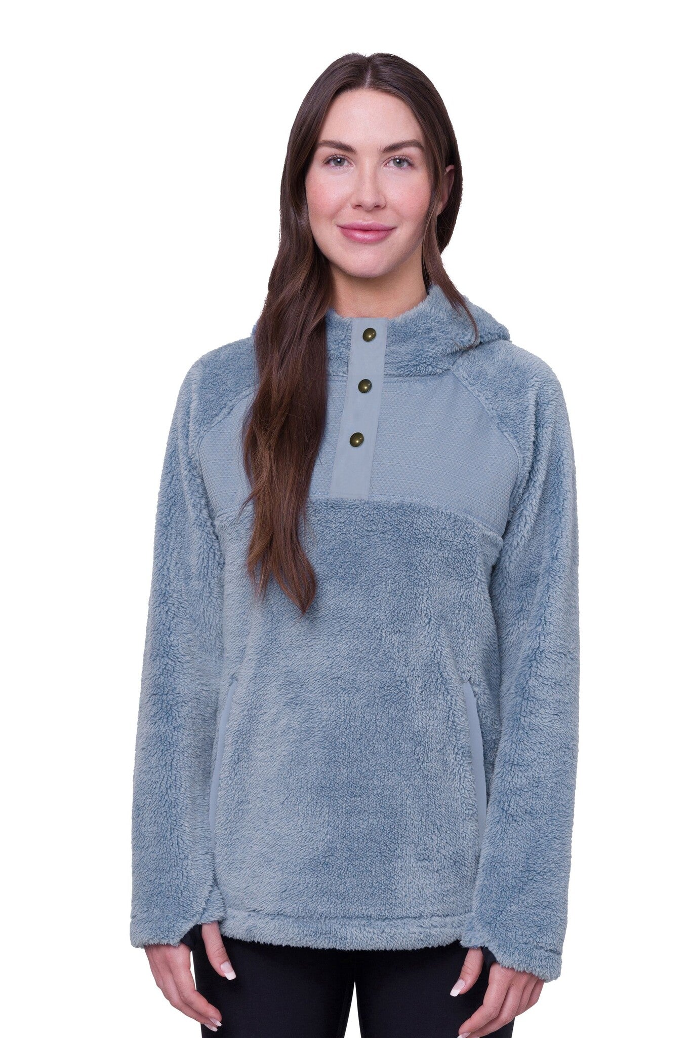 2024 686 WMNS HEMLOCK SHERPA FLEECE HOODY STEEL BLUE