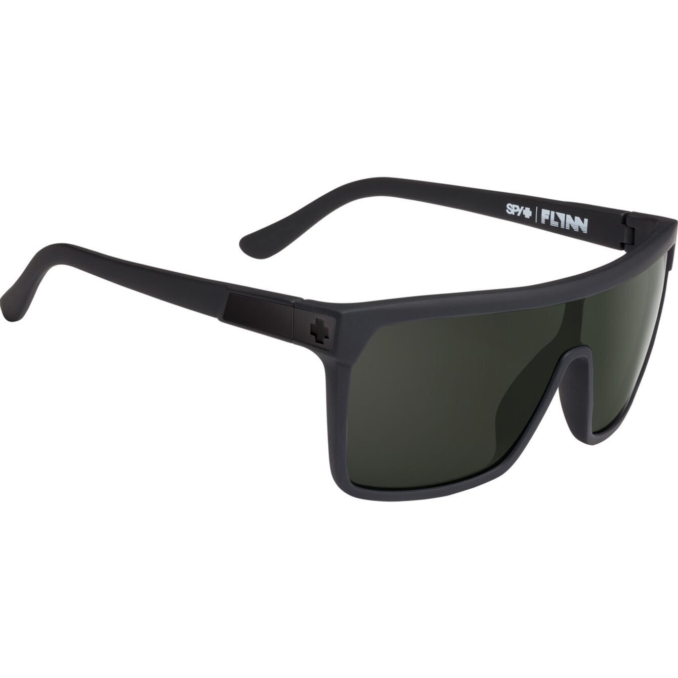 SPY FLYNN BLACK MATTE BLACK SUNGLASSES w/HD PLUS GRY GRN