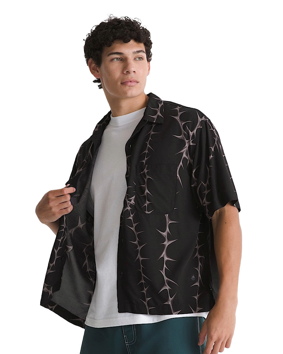 VANS MENS VAN DOREN PRINTED CAMP SS SHIRT SP26 BLACK
