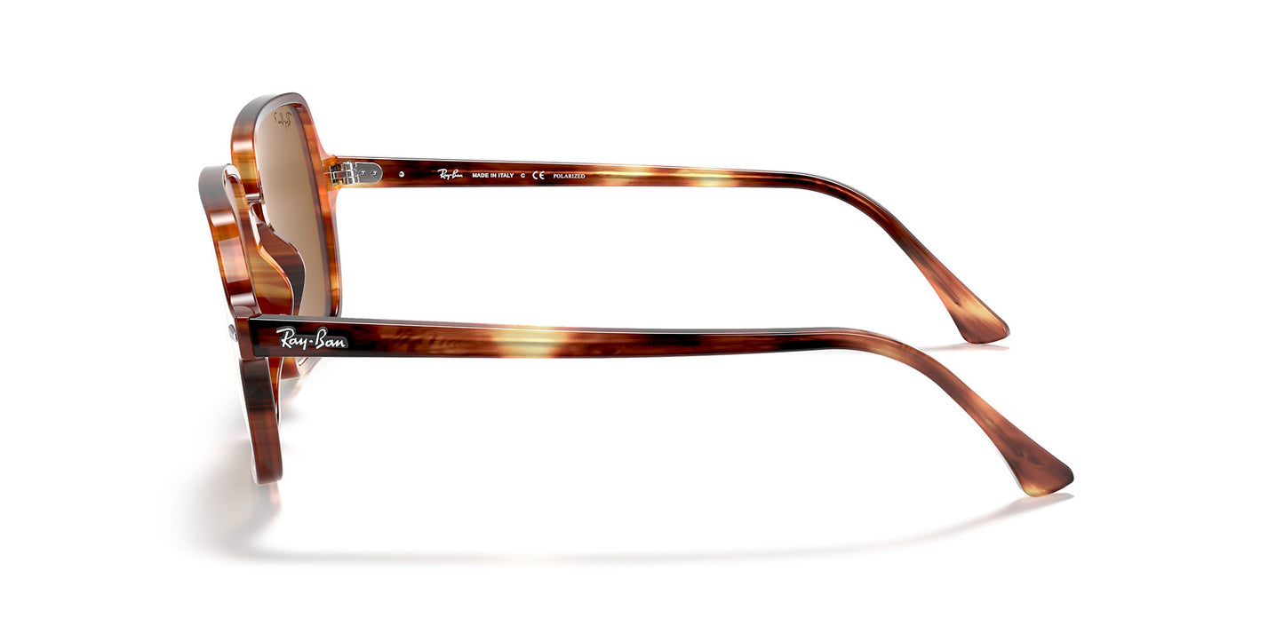 RAY-BAN SQUARE II SUNGLASSES STRIPED HAVANA w/ B-15 PLR BRN