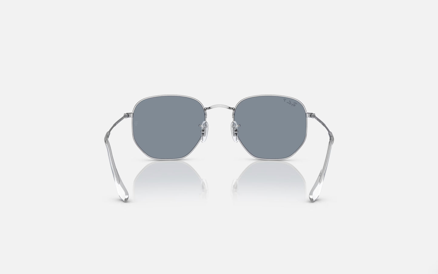 RAY-BAN HEXAGONAL SUNGLASSES SILVER w/ PLR BLUE