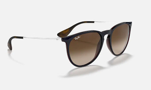 RAY-BAN ERIKA SUNGLASSES MIRROR BLUE ON LIGHT BRO w/BRWN GRD D