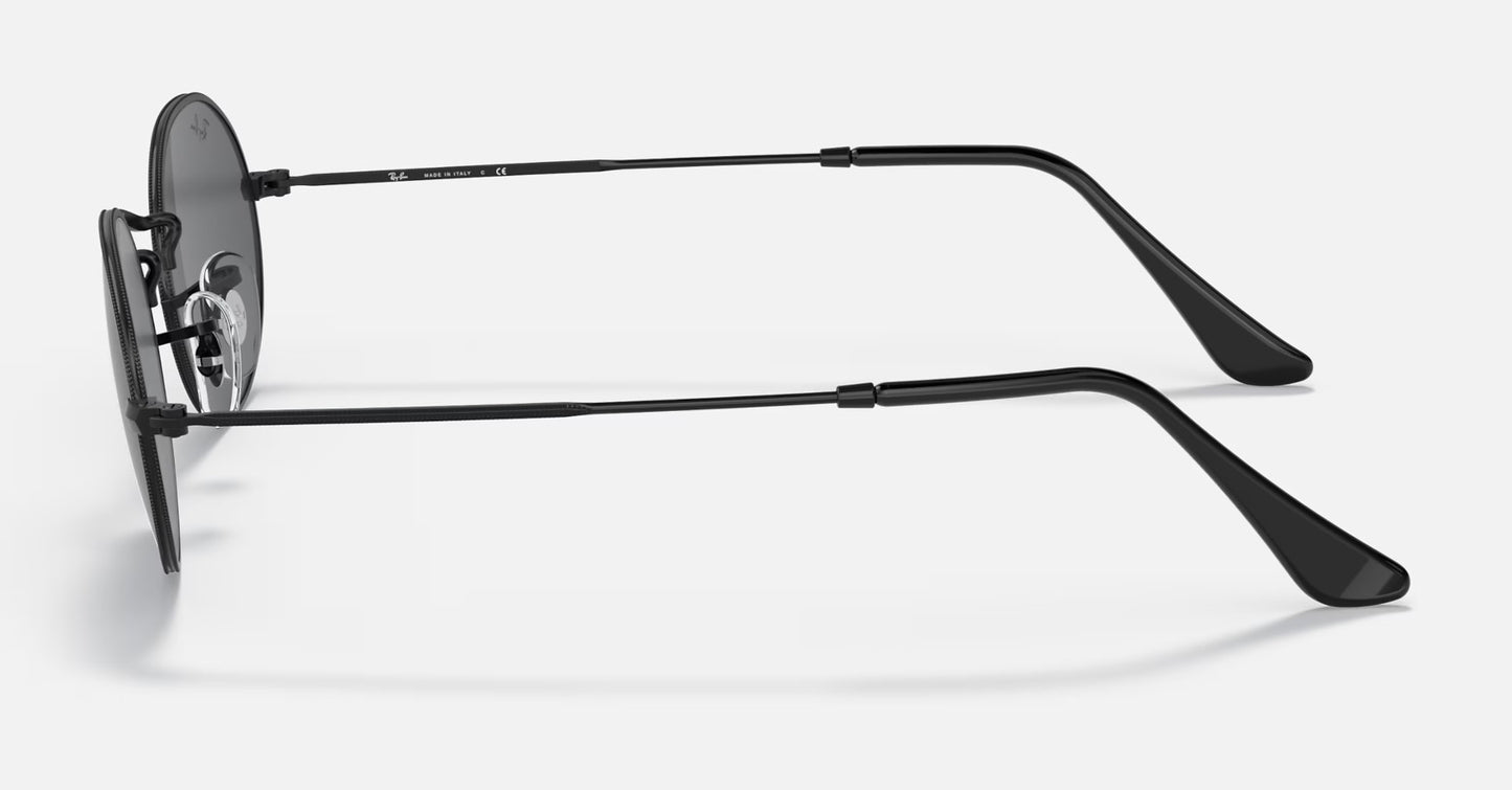 RAY-BAN OVAL SUNGLASSES BLACK w/ LT GRY DARK GRY GRAD
