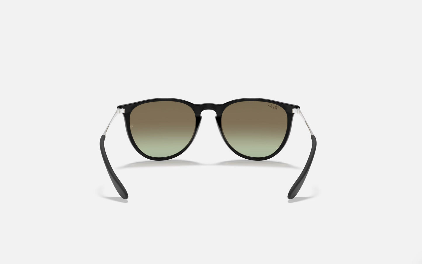 RAY-BAN ERIKA SUNGLASSES RUBBER BLACK w/ LT GRY GRAD DARK GREEN