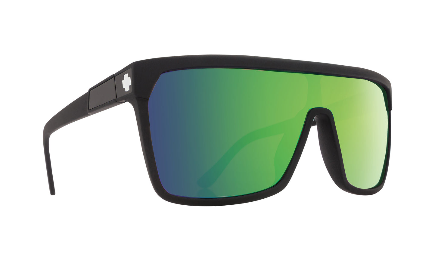 SPY FLYNN MATTE BLACK SUNGLASSES w/ HAPPY BRNZ GRN SPEC MRR