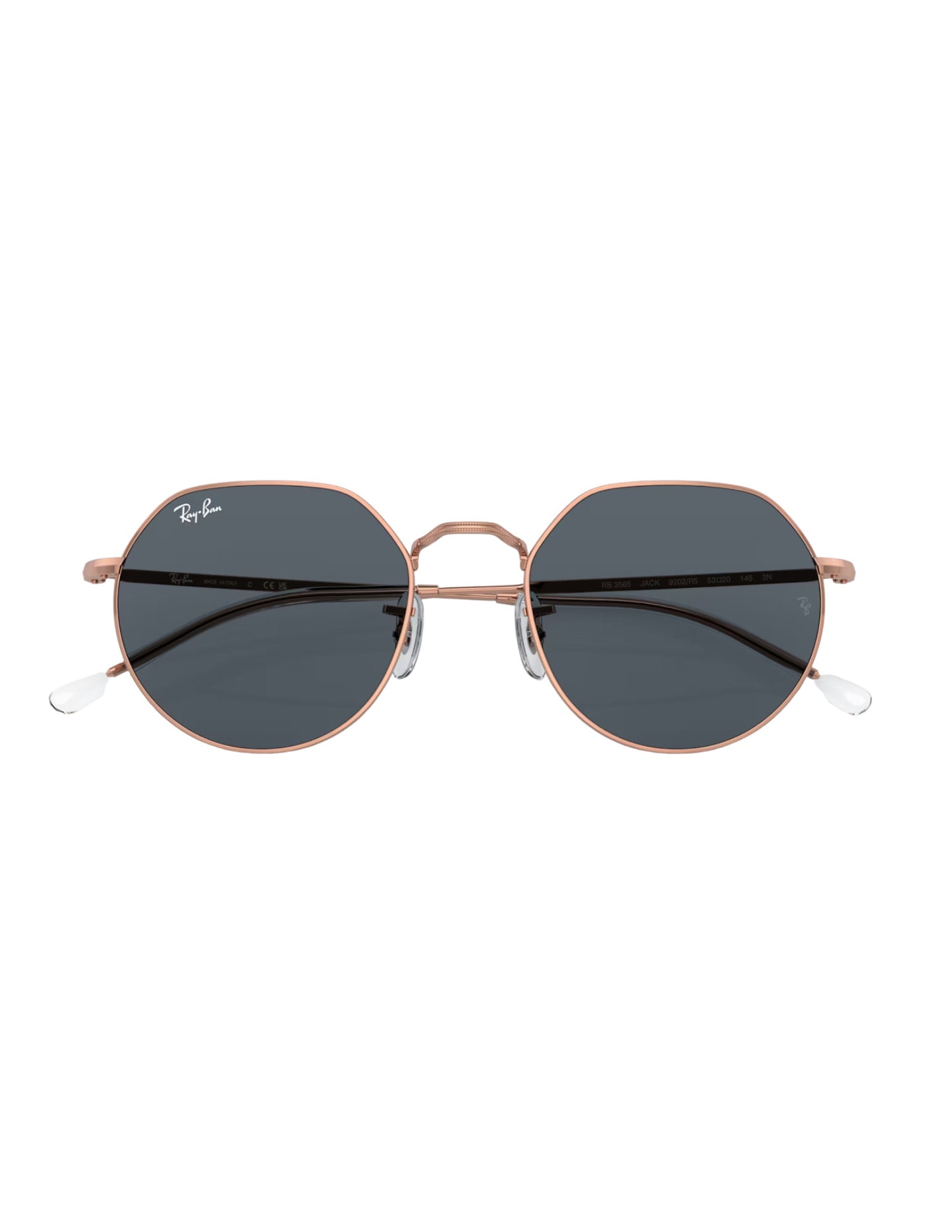 RAY-BAN JACK SUNGLASSES ROSE GOLD w/ BLUE