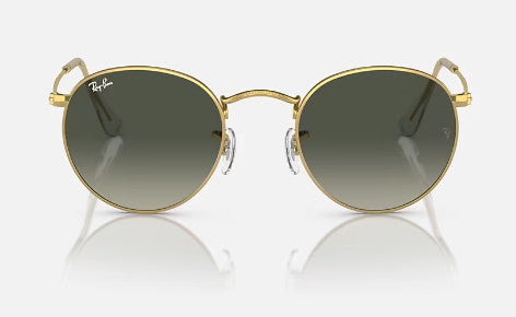 RAY-BAN ROUND METAL SUNGLASSES GOLD w/ GREY GRADIENT