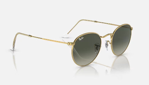 RAY-BAN ROUND METAL SUNGLASSES GOLD w/ GREY GRADIENT