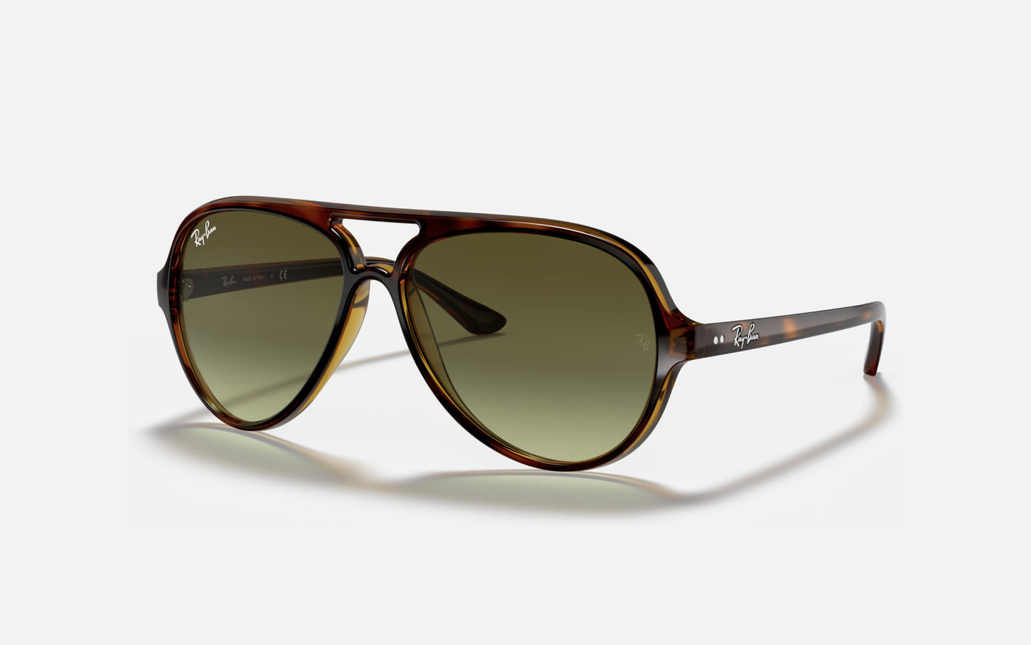 RAY-BAN CATS 5000 SUNGLASSES LT HAVANA TORT w/ GRN GRAD BRN