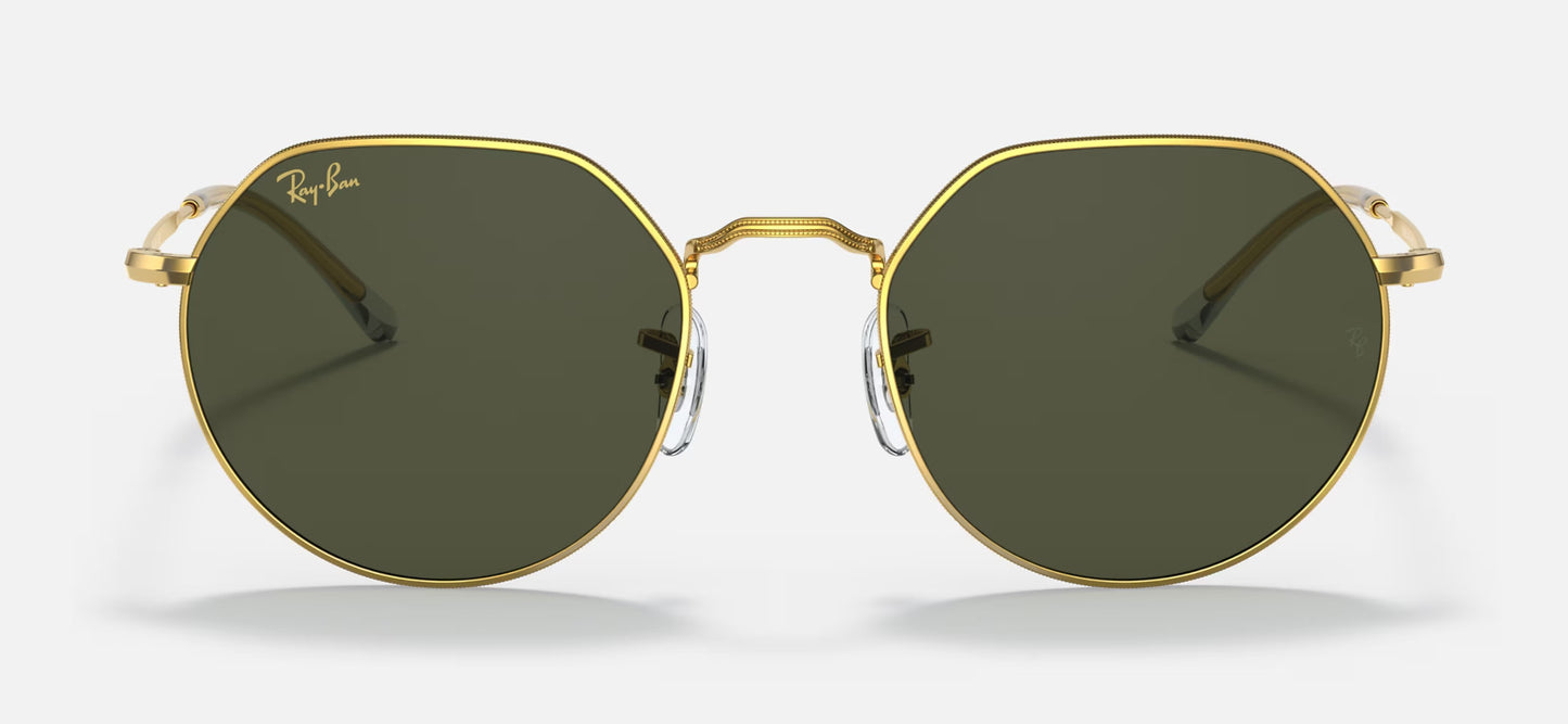 RAY-BAN JACK SUNGLASSES GOLD w/ GREEN