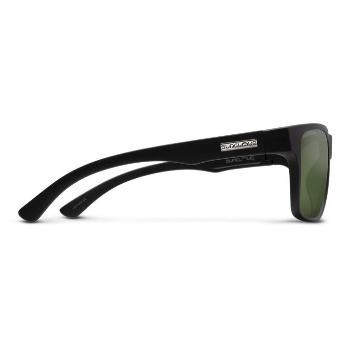 SUNCLOUD RAMBLER MATTE BLACK SUNGLASSES w/ GRN PLR LENS