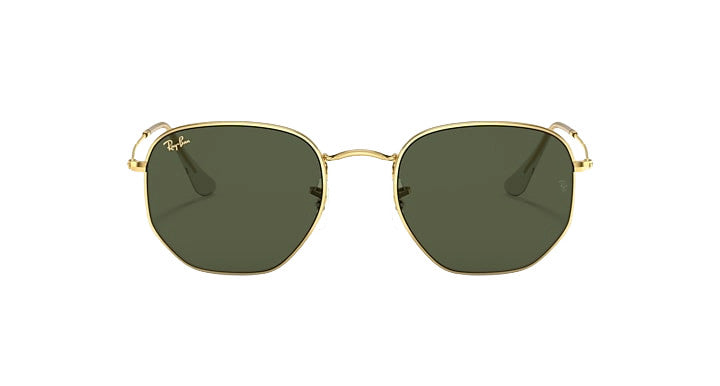 PLX RAY-BAN HEXAGONAL SUNGLASSES GOLD w/ GRN